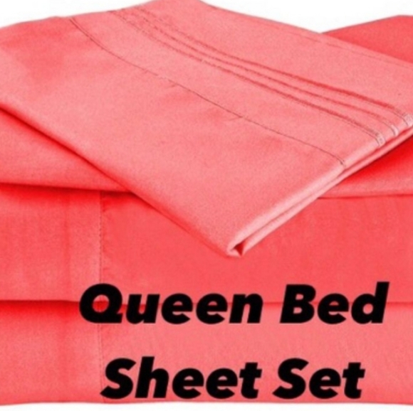 Cool Bamboo Sheet Set - Queen size - Coral - Picture 6 of 11